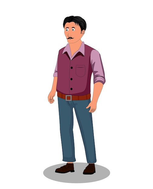 uomini del villaggio indiano tre quarti vista disegno di personaggi dei cartoni animati