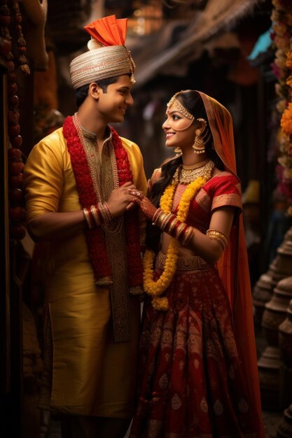 uomini e donne vestiti con abiti tradizionali vivaci che rendono omaggio allo stile senza tempo di Krishna