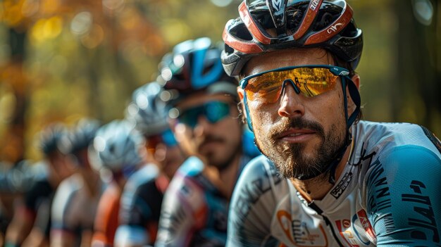 Uomini in bicicletta lungo la strada