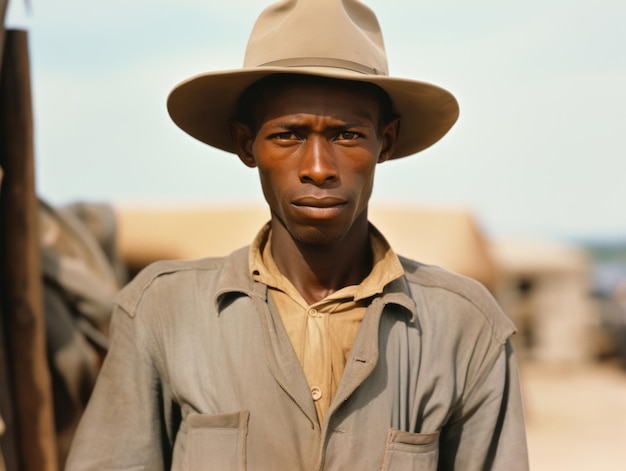 Uomo afroamericano dei primi anni del 1900 colorato vecchia foto