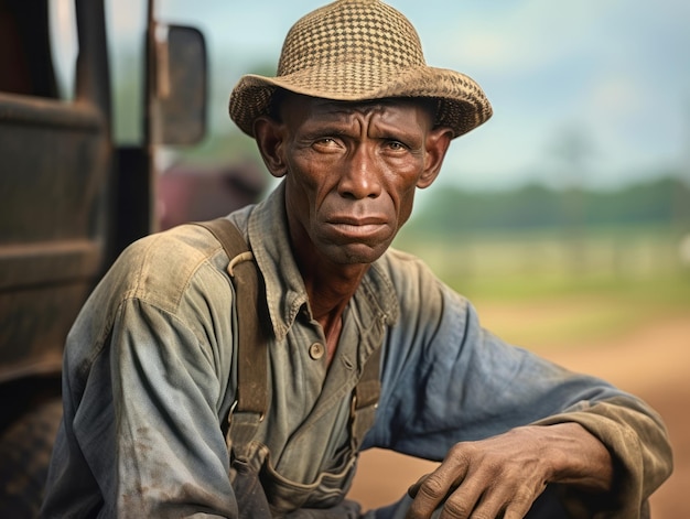 Uomo afroamericano dei primi anni del 1900 colorato vecchia foto