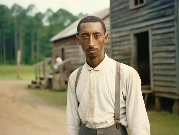 Uomo afroamericano dei primi anni del 1900 colorato vecchia foto