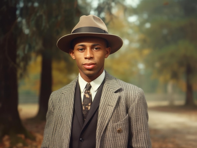 Uomo afroamericano dei primi anni del 1900 colorato vecchia foto