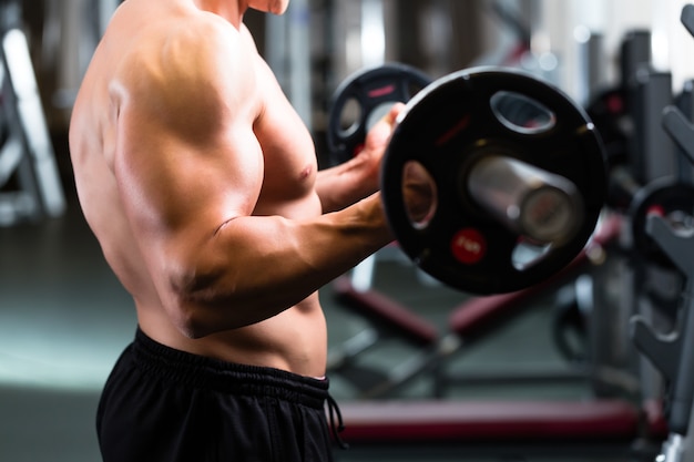 Uomo al Dumbbell allenamento in palestra