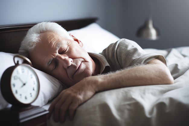 Uomo anziano che dorme Interruzione divertente Genera Ai