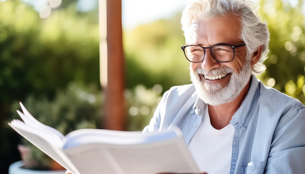 uomo anziano che legge il giornale nel soggiorno