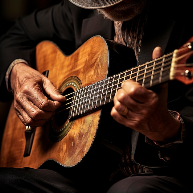 Uomo anziano che suona una chitarra