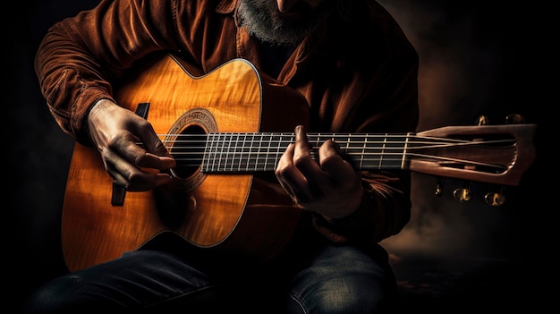 Uomo anziano che suona una chitarra