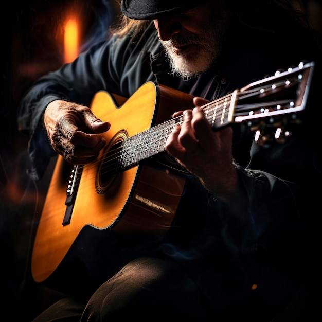 Uomo anziano che suona una chitarra