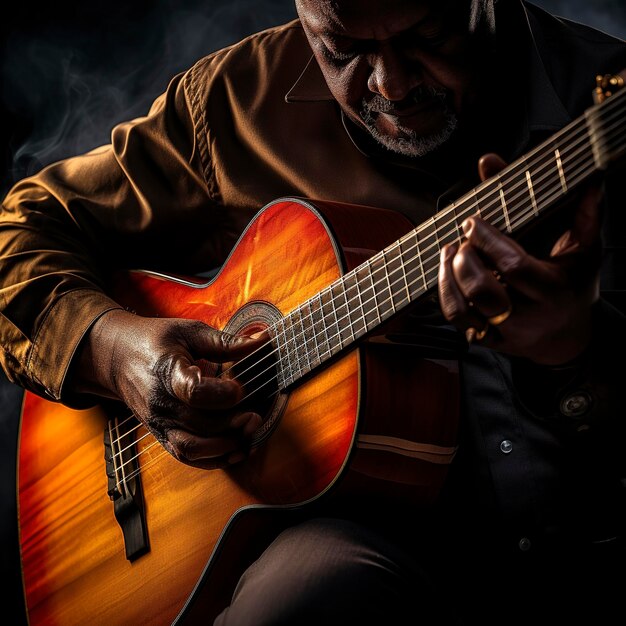 Uomo anziano che suona una chitarra