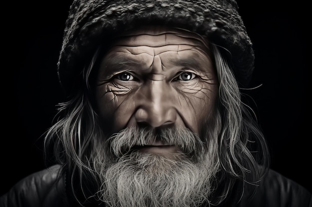 Uomo anziano con barba e cappello