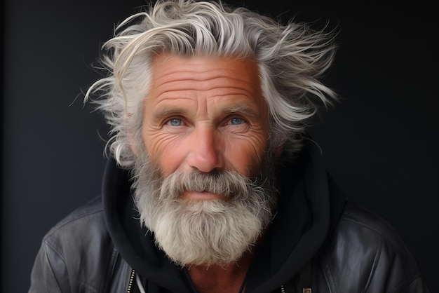 Uomo anziano distinto con i capelli d'argento e la barba
