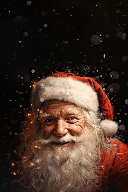 Uomo anziano in costume di Babbo Natale in studio ha girato Merry Christmas Smile Santa Claus