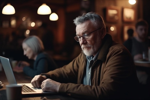 uomo anziano professionista del lavoratore che utilizza il computer