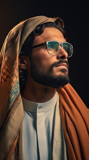 Uomo arabo con gli occhiali