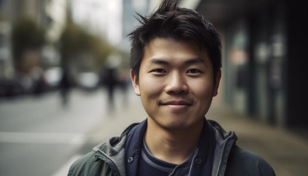 Uomo asiatico sorridente che guarda l'obbiettivo