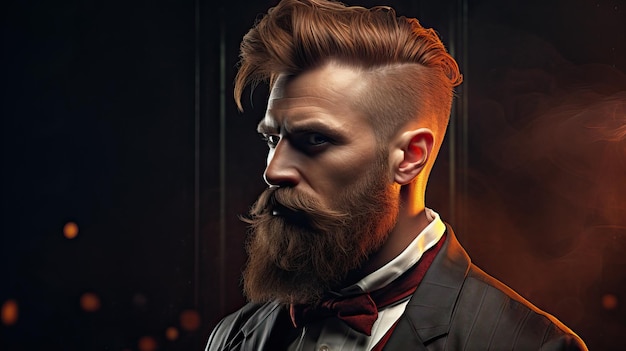 Uomo barbiere professionista con acconciatura e barba