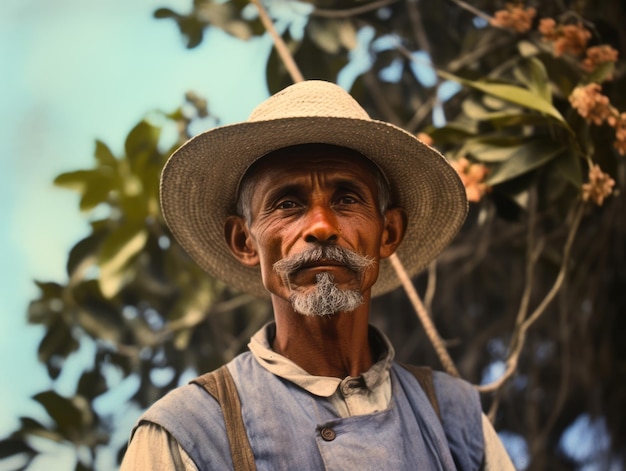 Uomo brasiliano dei primi del '900 colorato su vecchia foto