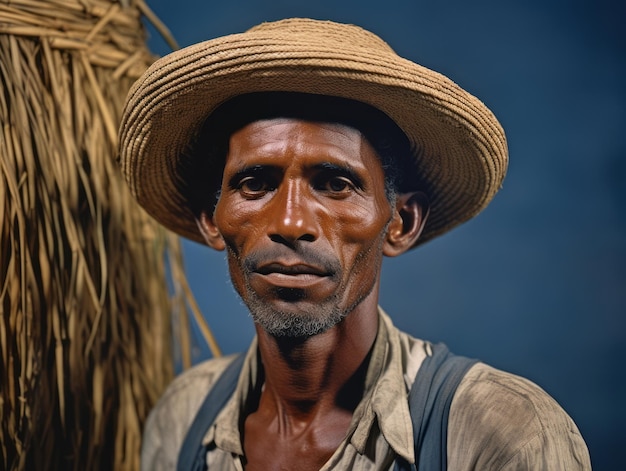 Uomo brasiliano dei primi del '900 colorato su vecchia foto