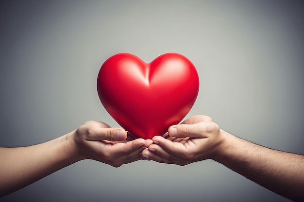 uomo che consegna un cuore rosso simbolo di San Valentino