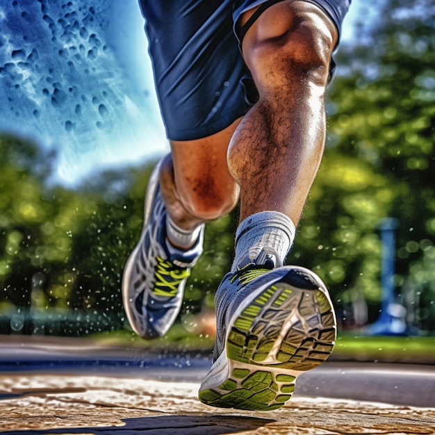 Uomo che corre nel parco