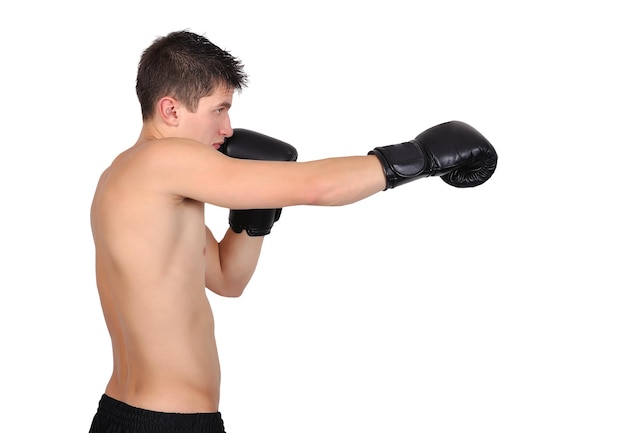 Uomo che esercita la boxe