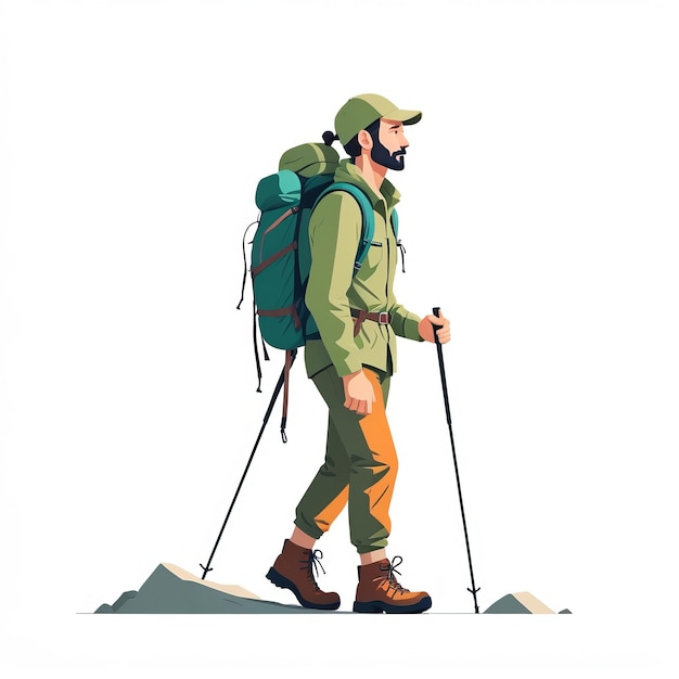 uomo che fa escursioni a piedi con uno zaino maschio escursionista con lo zaino mascolo escursioni in foresta di montagna mal