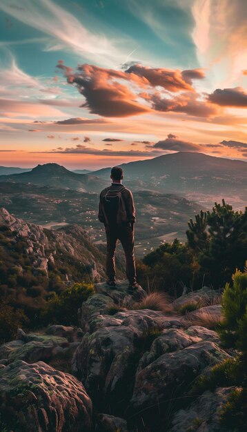 Uomo che guarda una valle