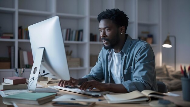 Uomo che lavora al computer