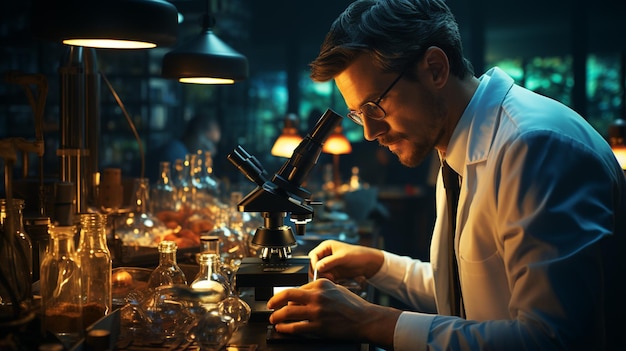 Uomo che lavora in un laboratorio scientifico