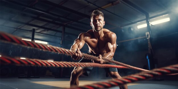 uomo che si allena in palestra