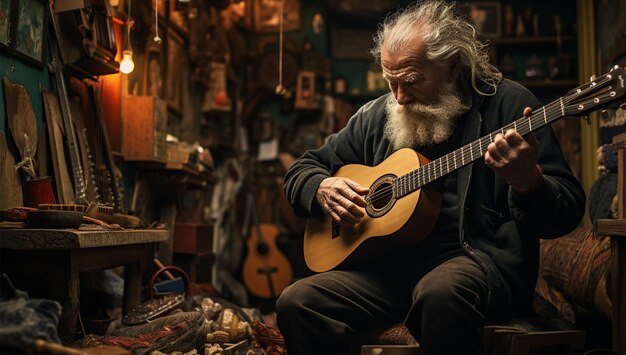 uomo che suona la chitarra