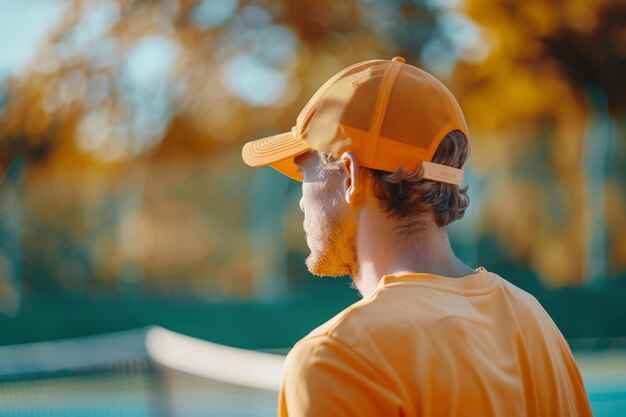 Uomo con camicia gialla e cappello