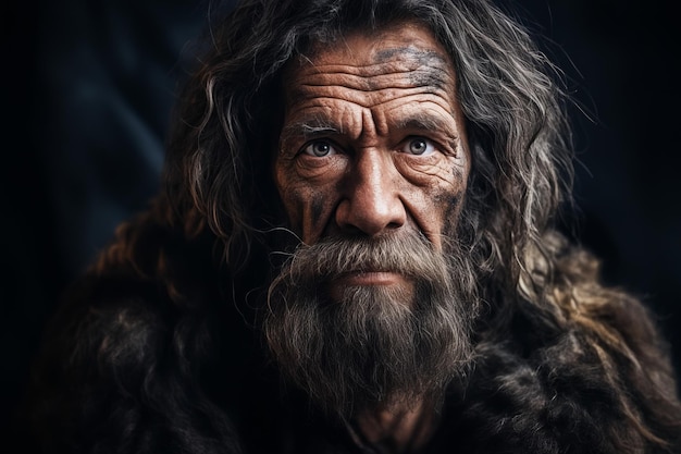 Uomo con capelli lunghi e barba con barba e barba AI generativa