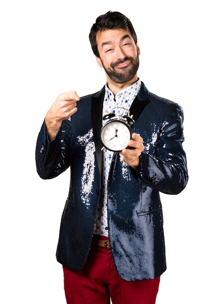 Uomo con giacca azienda orologio vintage