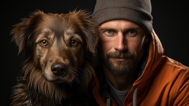 uomo con ritratto di cane