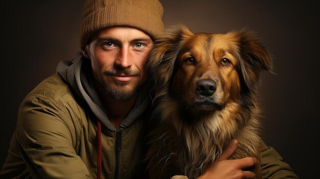 uomo con ritratto di cane