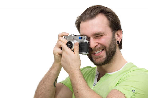 Uomo con una macchina fotografica