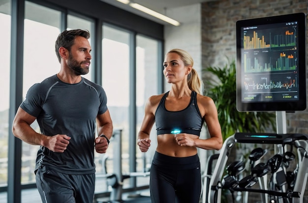 Uomo concentrato che usa il tablet in palestra