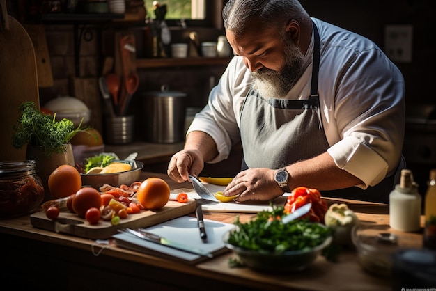 Uomo cuoco in cucina