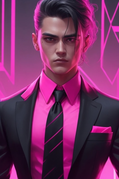 Uomo cyberpunk in rosa