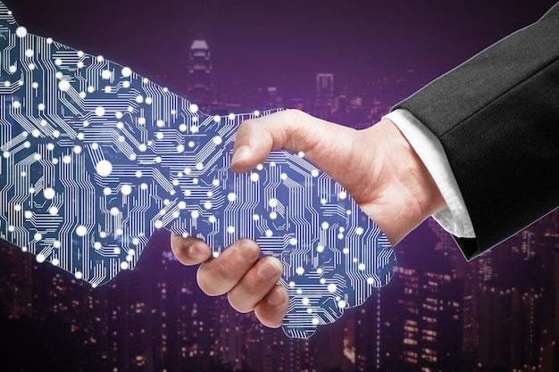 Uomo d'affari che agita la mano digitale