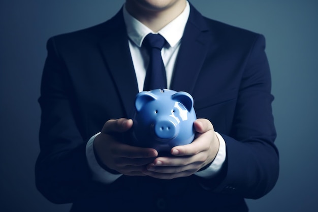 uomo d'affari con piggy bank ai generato