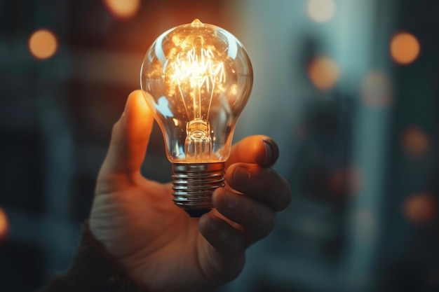 Uomo d'affari con una lampadina nuove idee innovazione creatività