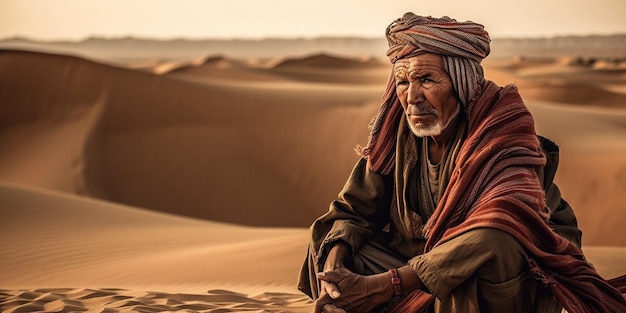 Uomo del Marocco nel deserto