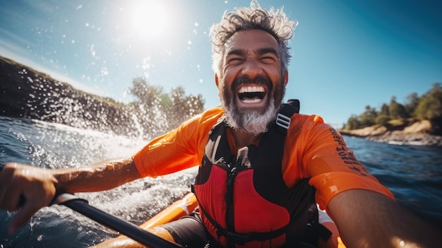 Uomo di Coastal Serenity che persegue hobby vicino all'oceano