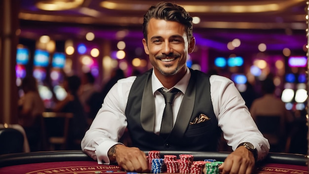 Uomo di successo in un casinò