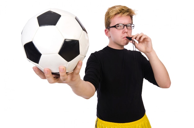 Uomo divertente nel concetto di sport