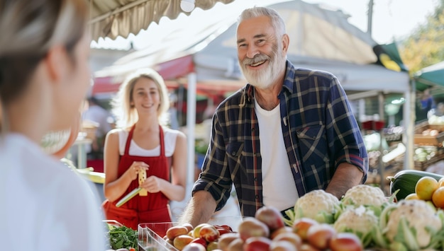 Uomo e donna anziani che fanno acquisti al