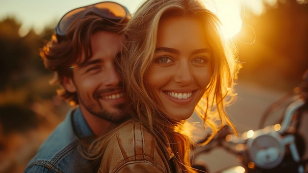 Uomo e donna in motocicletta